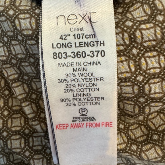 Next Tailoring Elbow Patch Blazer Wool Blend Mens 42L Slim Fit - Picture 7 of 7